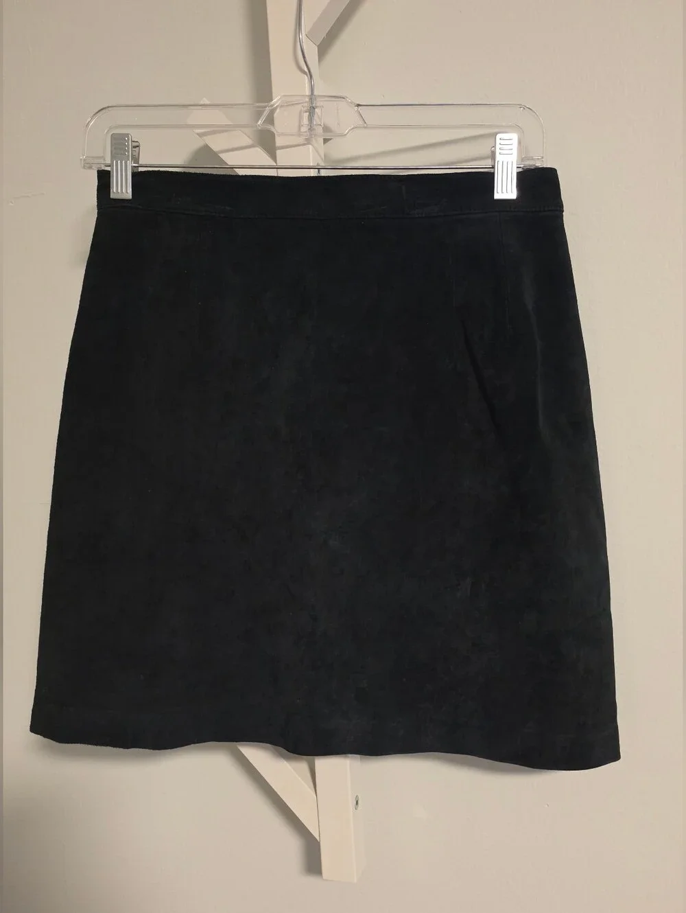 Vintage Newport News Black Suede Leather Mini Skirt Size 8 | 90s Genuine Suede